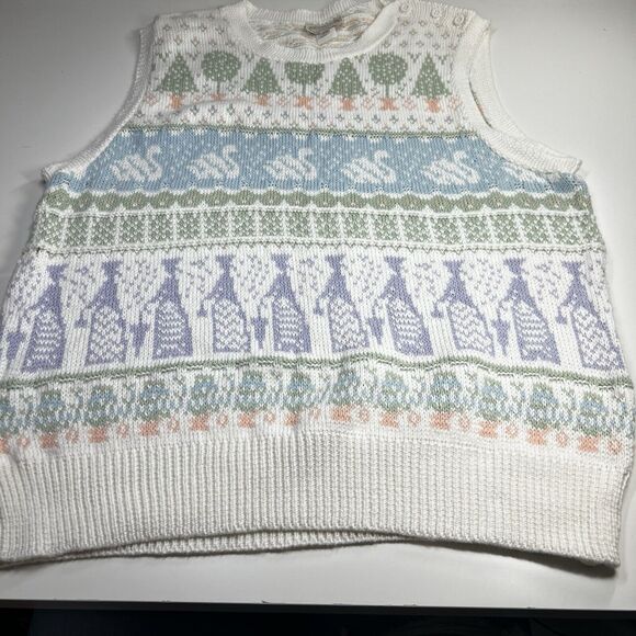 The Villager Women's XL 38 kawaii Knit cottage core swan Sweater Vest - Picture 1 of 9